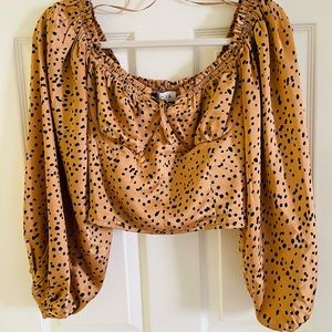 Off Shoulder Printed Crop Top Blouse